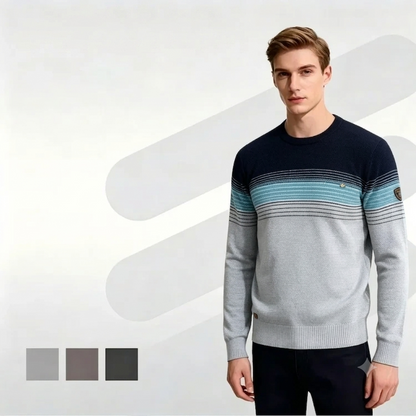 OEM Autumn New Striped Cotton Men's Sweaters Fashion Casual Crew Neck Long Sleeve Pullover Sweater for Men