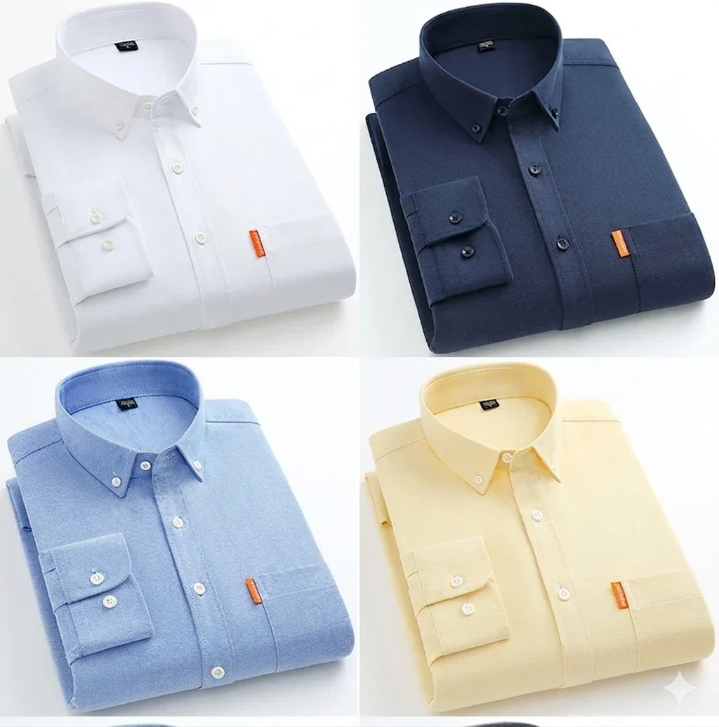 Men's Oxford Shirt – 100% Cotton, Long Sleeve, Solid Colour