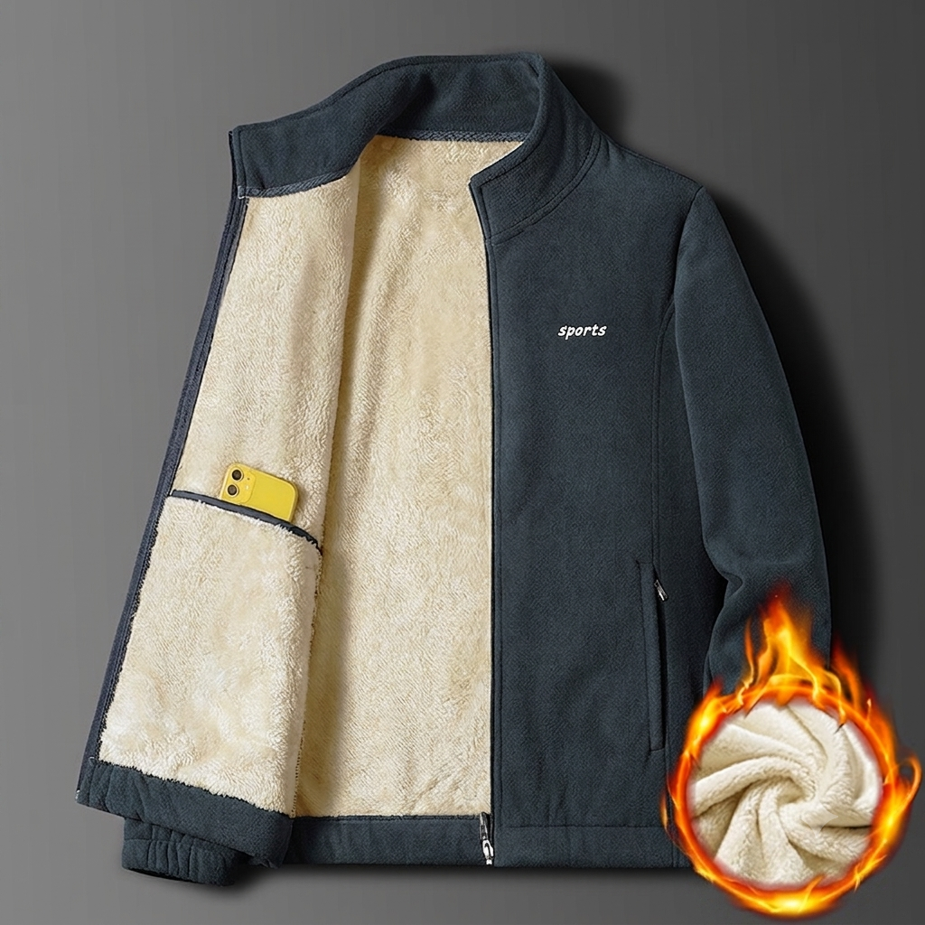 Heavyweight Winter Sweatshirt Jacket for Dad Middle-Aged Men Elderly Thickened Fleece Hood Loose Fit Solid Digital Printing