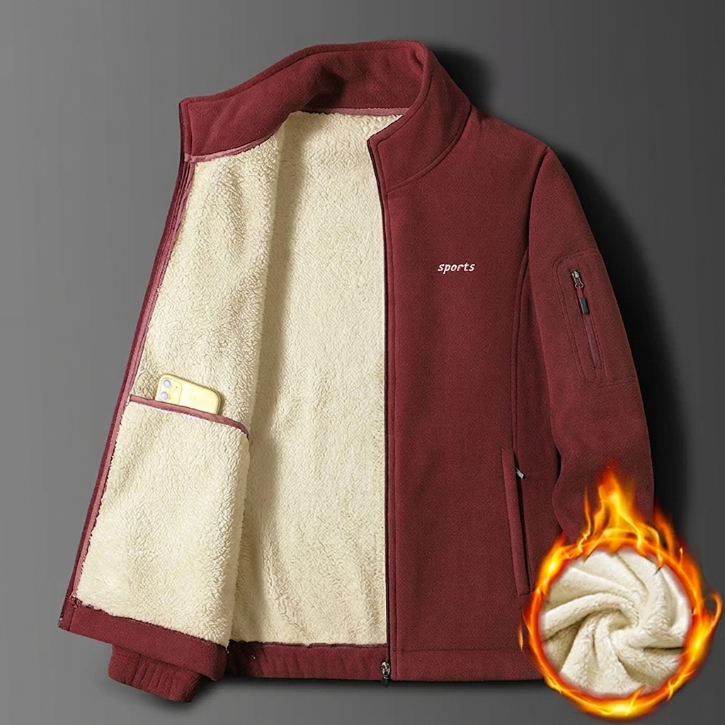 Heavyweight Winter Sweatshirt Jacket for Dad Middle-Aged Men Elderly Thickened Fleece Hood Loose Fit Solid Digital Printing