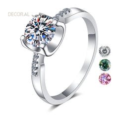 ized  Unique Jewelry 1ct 2ct Moissanite Ring S925 Sterling Silver 18k White Gold Diamond Ring for Women