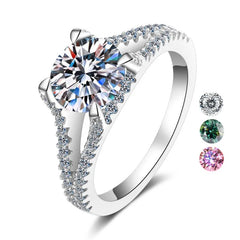 Wholesale Engagement Women Big Rings Fine Jewelry 2 Carat Vvs1 Diamond  Round Moissanite 925 Silver Ring