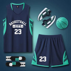 Basketball Uniform Set Custom Unisex Summer Team Numbers Anti-Bacterial 100% Polyester Sleeveless Printed Sports Jersey