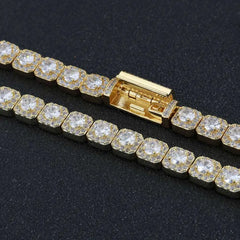 NUOYA Luxury Tennis Chain for Women 7mm Cluster Design Necklace Gold Silver Plated Iced Out Zircon Shiny Hip Hop Jewelry