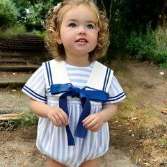 Baby Bubble Romper Blank Custom Striped Short Sleeve Onesie Sailor Collar Toddler Jumpsuit Boy Girl Clothes Heavy Rompers Baby