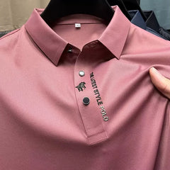 European Size High-End Summer for Polo Shirt for Men Business Casual Seamless Ice Silk Short Sleeve T-Shirt for Pony Logo Solid