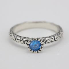 925 Sterling Silver Women's Retro Flower Pattern Ring Classic Weddings Engagements Cherished Birthstone Ring