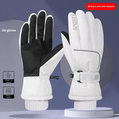 Winter Waterproof Touchscreen Fleece-lined Thickened Outdoor Cycling Electric Bike Windproof Cold-proof Warm Gloves Ski Gloves