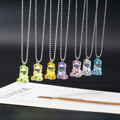 Wholesale Cute Cartoon Colorful Bear Charm Pendant Kids Jewelry Sets Personalised Funky Candy Gummy Teddy Bear Necklace Jewelry