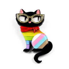 CANYUAN Fashion Cat Girl Four Layers Acetate Brooch Cute Mini Accessories Custom