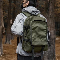 MOYYI Oxford Camping Travel Backpack Waterproof Large Outdoor Hiking Backpacks 17.3 Inch Laptop Backpack for Men