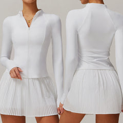 Nude Stand-up Collar Zipper Sports Jacket for Women's Fitness Yoga Suit Long-sleeved Slimming Running Sports Top