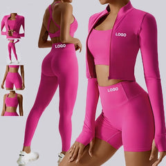 High Stretch 2 Tow Piece Crop Top OEM Skinny Tracksuits Fitness Leggings Outfits Matching Sets for Women