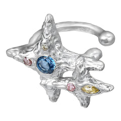 Rainbow CZ Star Shape Ear Cuff Earrings 925 Sterling Silver Trendy Cartilage Clip on Fine Jewelry for Women