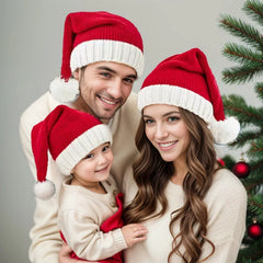 High Quality Unisex Winter Knitted Beanie Hats for Adults Children Parents Kids Christmas Acrylic Santa Hats Xmas Decoration