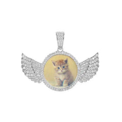 Custom Picture Hip Hop Pendant Silver Ice Out Moissanite Round Angel Photo Pendant for Jewelry Making Can Pass Diamond Tester