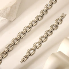 Classic Stainless Steel Chain with Classic Titanium Steel Primary Color for Anniversary Jewelry-Stylish Necklace Bracelet Set