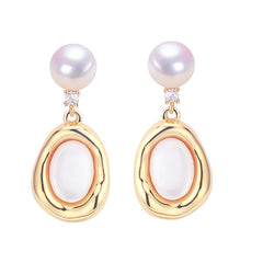 High Quality S925 Silver Needle Luxury Sea Shell Pearl Jewelry Freshwater Pearl Stud Earrings for Women
