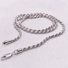 NUOYA 3MM/5mm Men Women Silver Rope Chain Fine Jewelry 925 Sterling Silver Twist Rope Chain Necklace for Gifts