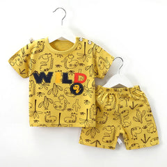 100% Cotton Kids Boy Clothes Two Piece Sets Short Sleeves Shorts Summer Breathable Children Clothing Girls Sets