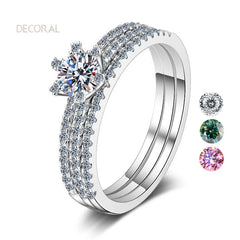 Fine Jewelry Women Rings Eternal VVS1 Moissanite Diamond PT950 Plated  0.5/1ct Fashion S925 Sterling Silver Ring