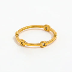 Joolim Jewelry  18K Gold Plated Stainless Steel Ring Dainty Hollow Design for Women's Engagement Gift Party Wear