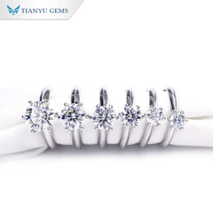 Tianyu Gold Plated Jewelry Anillos De Boda 0.5ct 1ct 2ct 3ct Moissanite Silver 925 Sterling Solitaire Wedding Ring for Women