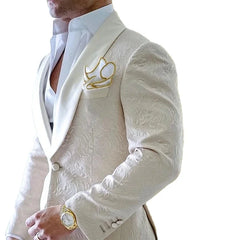 2 Piece Men Slim Fit Skinny Custom Made Groom Wedding Tuxedo Prom Wedding Jacquard Men Suit Set