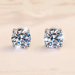 Manufacturers Wholesale Prices Classic 2CT Diamond Four Claw VVs1 Moissanite S925 Sterling Silver Stud Earrings