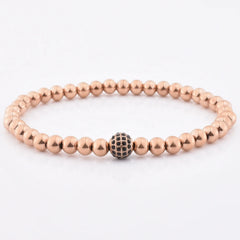 Wholesale Charm Unique Beaded Jewelry Rose Gold Stainless Steel Diamond Bead Bracelet