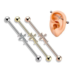 Cross Industrial Barbell Ear Ring Bar Body Piercing Jewellery Fashion Body Jewelry  Scaffold Piercing
