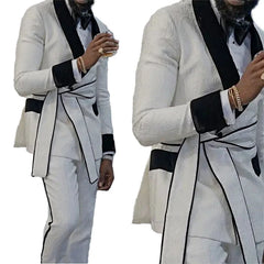 Custom Made Men's Wedding Tuxedo Slim Fit 2-Piece Suit with Jacquard Designs Plus Size for Prom Party Male Clothing