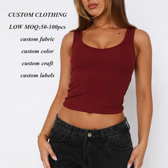 Suppliers Oem High Stretch Slim Fit Women Sleeveless Blank t Shirt Custom Solid Color Sexy U Neck Ladies Skinny Ribbed tank Top