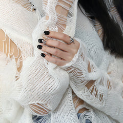 925 Sterling Silver Open Ring Organic Abstract Fluid Shape Artistic Modern Jewelry for Women Custom Wholesale