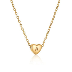 Minimalist 18K Gold Plated Stainless Steel Jewelry Initial Kids Alphabet Pendant Small Mini Heart Initial Letter Necklace