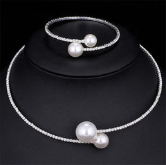 Fashion Wristband Adjustable Size Shiny Open White Pearl Necklace Jewelry Bracelets & Bangles