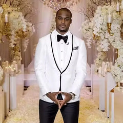 New Wedding White Suits One Button Men Suits Two Pieces Veste Homme Tuxedos Wedding Prom Blazer Sets(Jacket+Pants)