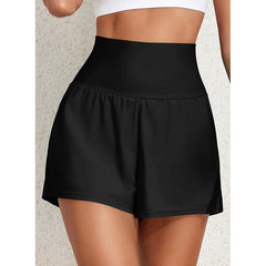 Dear-Lover New Arrival Bikini Bottom Pocketed Wide Waistband Solid Color High Waisted Women Board Swimming Shorts