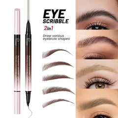 Makeup 2 in 1 Double Ended Natural Brow Four-Pronged Eyebrow Pencil Waterproof and Sweat-proof Eyeliner Pencil