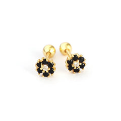 KR Colored Zircon Earrings S925 Sterling Silver Ins Style Flower Inlaid Diamond Screws Earrings
