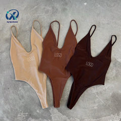 High Waist Backless One Piece Swimsuit Sexy Women Bikini Manufacturer  V Neck Triangle Bikini  Swimwear with